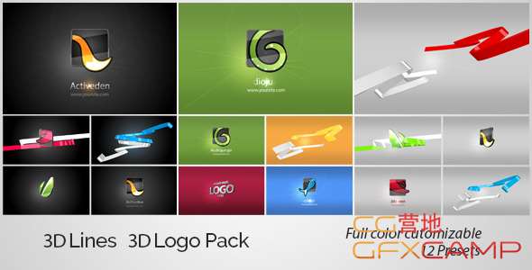 AE模板-三维路径线条Logo动画 3D Lines 3D Logo Pack