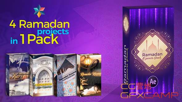 AE模板-4个斋月片头栏目包装 Ramadan Openers Pack
