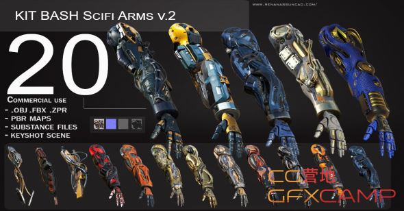 20组科幻机械手臂3D模型 ArtStation – 20 Scifi Arms GameReady V.2 + PBR Maps ...